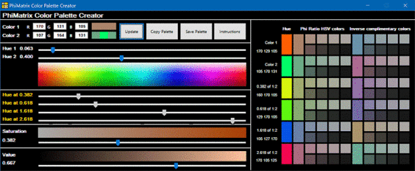 Paint Color Palette Generator Window PhiMatrix